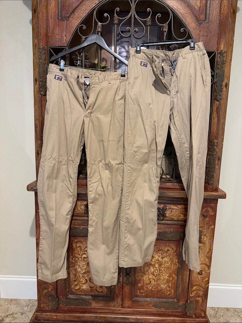 Men's Khaki Flame Resistant Work Pants - Beige Chino Style. 34 x 34